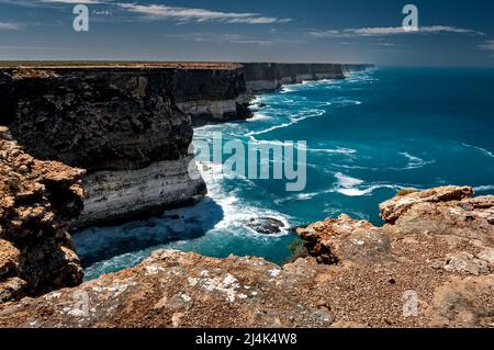 Bunda Cliffs in Nullarbor Plain often seems to be the edge of the world. Stock Photo