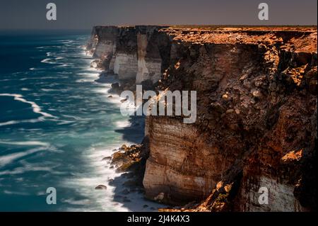 Bunda Cliffs in Nullarbor Plain often seems to be the edge of the world. Stock Photo