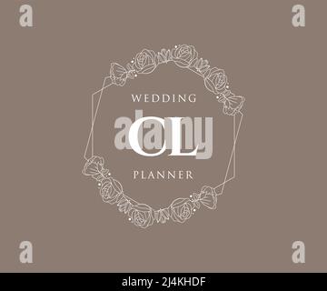 CL Initials letter Wedding monogram logos collection, hand drawn modern minimalistic and floral templates for Invitation cards, Save the Date, elegant Stock Vector