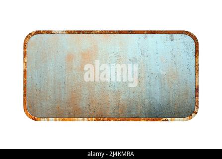 Old empty rusty metal sign isolated on white with clipping path Stock Photo