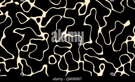 Dizzying animation with moving wavy lines. Design. Wavy lines move and flow into each other. Wavy lines in form of spots or molecules move on black Stock Photo