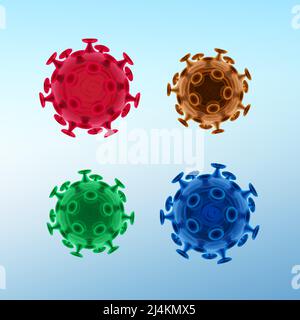 Vector set of common human viruses or bacteria close up isolated on background Stock Vector