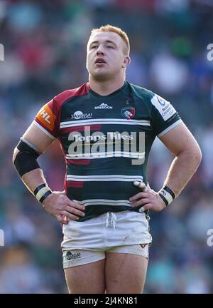 Leicester Tigers' Joe Heyes during the Heineken Champions Cup round of 16, second leg match at the Mattioli Woods Welford Road Stadium, Leicester. Picture date: Saturday April 16, 2022. Stock Photo