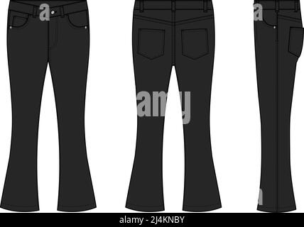 Bootcut jeans pants vector template illustration | white Stock Vector ...