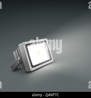Vector floor illuminated spotlight close up side view isolated on dark grey background Stock Vector