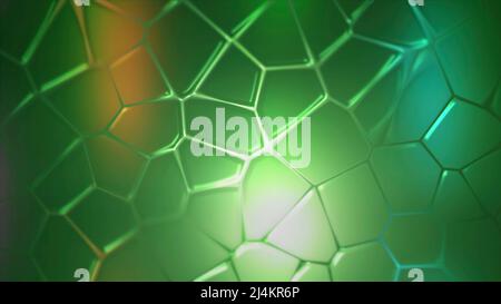 Spinning surface with rows of hexagons, seamless loop. Motion. Concept of connection, rotating green geometric transforming figures. Stock Photo