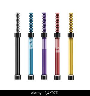 Vector set of colored black, blue, violet, red, yellow e-hookahs front view isolated on white background Stock Vector