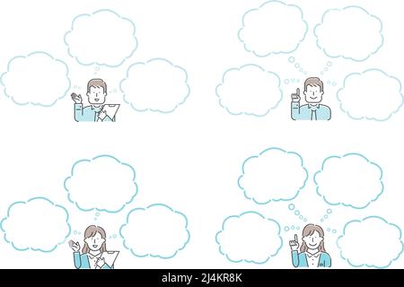 Vector illustration of a thinking people with speech bubbles. Stock Vector