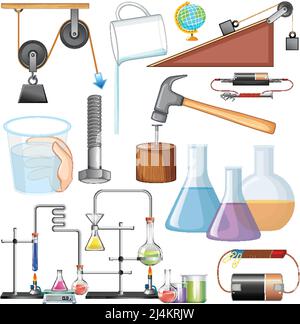 Many science equipments on white background illustration Stock Vector ...