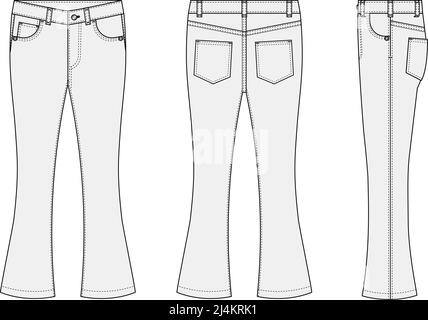 bootcut jeans pants vector template illustration set Stock Vector Image ...