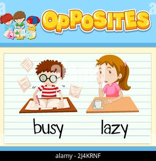 Opposite words with pictures for kids illustration Stock Vector