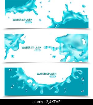 Abstract water blue splashes banners on white background for summer labels and design elements vector illustration Stock Vector
