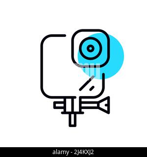 Action live camera. Active and extreme sports video registration gadget. Pixel perfect, editable stroke geometric icon Stock Vector