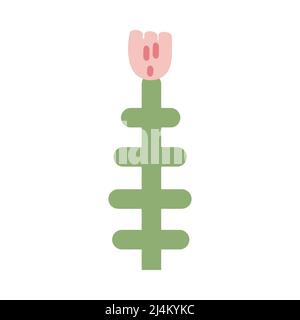 naive childish flower in cute flat minimalist style, botanical element for baby greeting cards textile and wrapping. Stock Vector