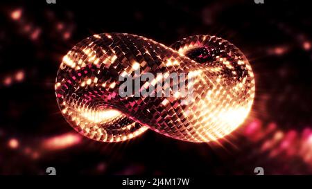 Cycled animation of 3d infinity symbol with green scales texture on ...