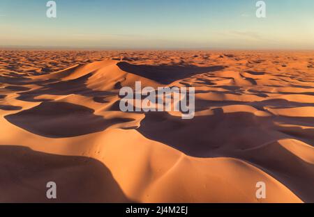 Aerial view on big sand dunes in desert Stock Photo