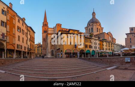 Mantua, Italy, September 24, 2021: Cityscape of Mantua overlooked by Basilica di Sant'Andrea Stock Photo