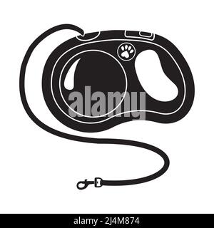 leash for a dog or cat, isolated vector illustration icon in black. Stock Vector