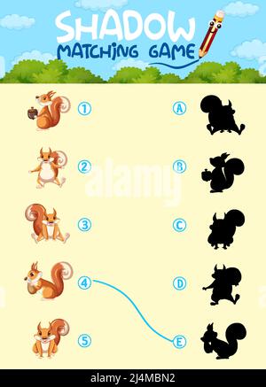 Shadow matching game template illustration Stock Vector Image & Art - Alamy