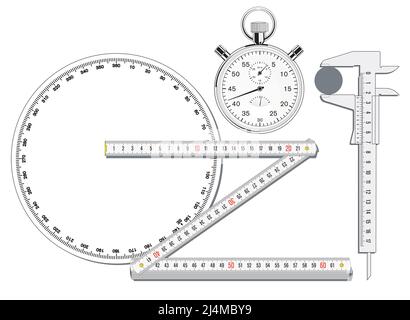measuring instruments. isolated on white illustration Stock Vector