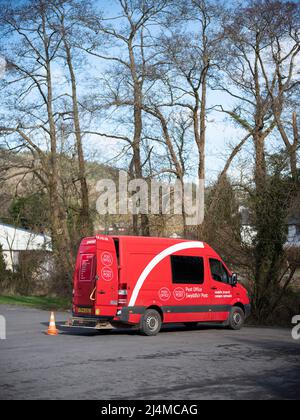 Rural Post Office van in Bronwydd, Carmarthenshire, Wales Stock Photo