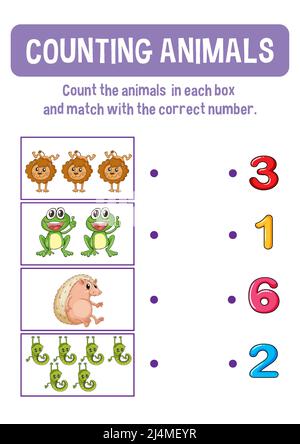 Wild Animals Study Math Numbers Counting numbers with wild animals illustration Stock Vector Image ...