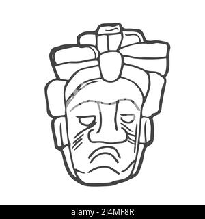 Mexican, african, aztec mask coloring page. Culture ethnic face. Stock Vector