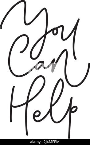 Please Donate calligraphic monoline text with heart. Fundraising