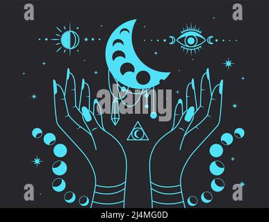 Esoteric, spiritual, wicca occult inspired concept Stock Vector