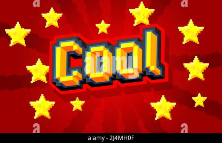 Cool pixaletd word with geometric graphic background. Vector cartoon illustration. Stock Vector