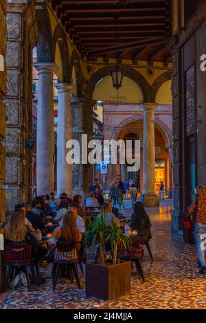 Bologna, Italy, September 21, 2021: Arcade in the center of Italian town Bologna. Stock Photo