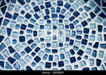 Colorful textured mosaic tiles porcelain with different shades of blue Stock Photo