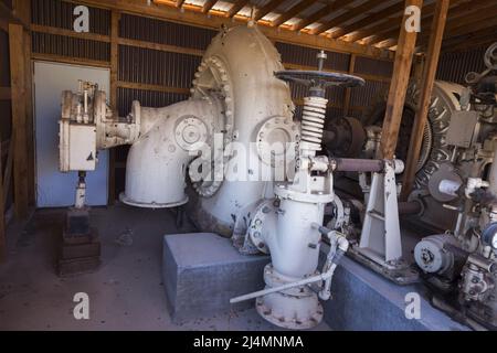 Vintage Old Copper Mine Drilling Equipment Machinery in Old Mining Town Jerome Arizona State Park Stock Photo