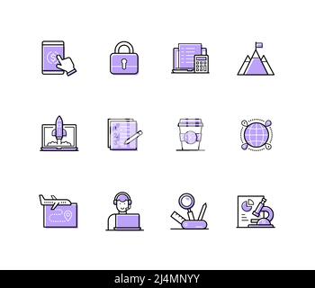 Business startup - modern line design style icons set Stock Vector