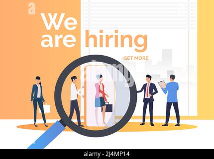 Company hiring job candidates. HR, headhunting, hiring concept. Presentation slide template. Vector illustration for topics like business, recruitment Stock Vector