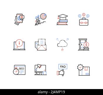 Online work and communication - line design style icons Stock Vector