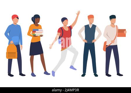 Collection of people getting masters degree. Flat cartoon characters attending class. Vector illustration can be used for commercial, brochure, mobile Stock Vector