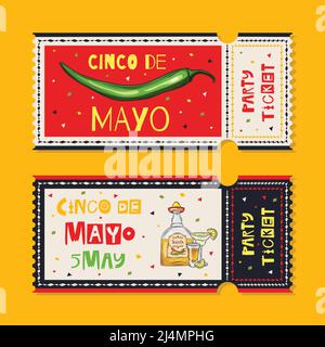 Cinco De Mayo celebration party ticket Stock Vector