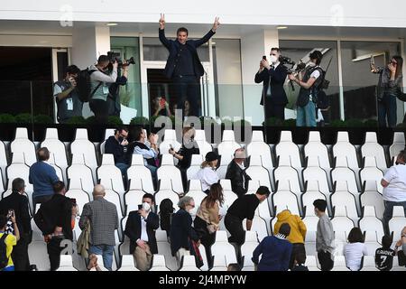 Turin, Italy. 16 April 2022. Alessandro Del Piero, former player of Juventus FC, attends the Serie A football match between Juventus FC and Bologna FC. Credit: Nicolò Campo/Alamy Live News Stock Photo