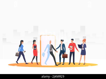 Recruitment agency searching for job applicants. HR, headhunting, hiring concept. Vector illustration can be used for topics like business, recruitmen Stock Vector