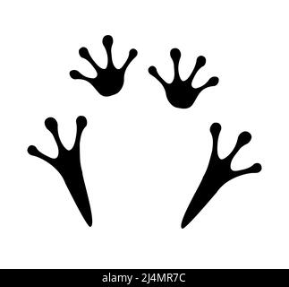 Vector black flat frog foot print isolated on white background Stock Vector