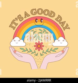 It's a good day. Modern cartoon design retro style. Stock Vector