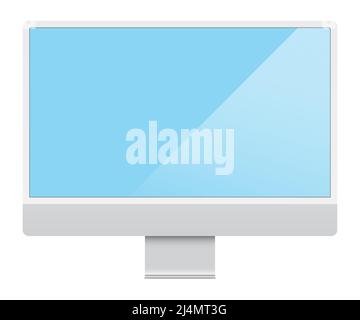 Modern PC display isolated on white background. Sleek glossy monitor, vector illustration. Stock Vector