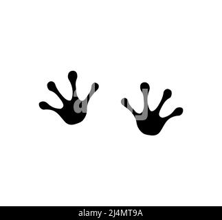 Vector black flat frog foot print isolated on white background Stock Vector