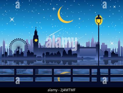 silhouette design of london at night,vector illustration Stock Vector