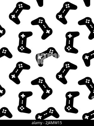 Vector seamless pattern of gaming console joystick isolated on white background Stock Vector