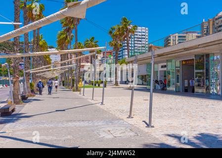 Malaga, Spain, May 24, 2021: Seaside restaurants at port of Malaga, Spain Stock Photo