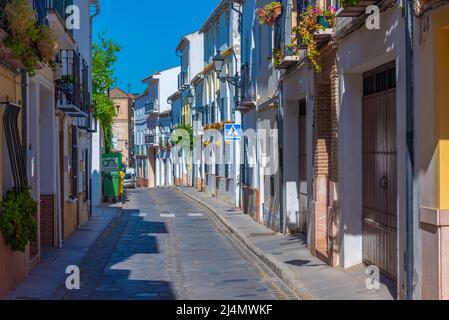 Antequera, Spain, May 24, 2021: White street in Spanish town Antequera Stock Photo