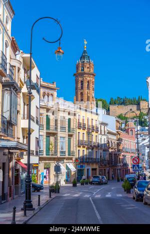 Antequera, Spain, May 24, 2021: Commercial street in Spanish town Antequera Stock Photo