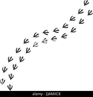 Vector black flat duck or goose foot print path isolated on white background Stock Vector